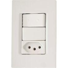 Conjunto 4x2 1 Interruptor Simples 10A 250V 1 Tomada 2P+T 20A 250V Tramontina IzyFlat Branco Tramontina