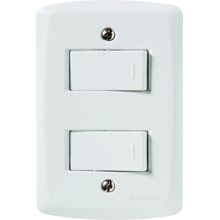 Conjunto 4x2 1 Interruptor Simples 10A 250V 1 Interruptor Paralelo 10A 250V Tramontina Lux2 Branco Tramontina