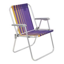 Cadeira Praia Tramontina Samoa Alta Alumínio Assento Roxo Amarelo Tramontina