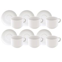 Kit Xícaras Chá Tramontina Paola Porcelana 240 ml 12 Peças Tramontina