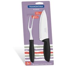 Jogo Trinchante Tramontina Plenus Aço Inox Cabo Preto 2 Peças Tramontina