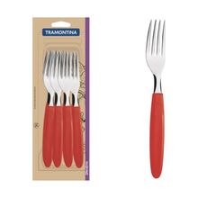 Conjunto Garfos Mesa Tramontina Ipanema Inox Cabo Vermelho 12 Peças Tramontina