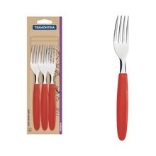 Conjunto Garfos Mesa Tramontina Ipanema Inox Cabos Vermelho 3 Peças Tramontina