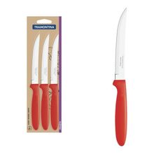 Conjunto Facas Churrasco Tramontina Ipanema Inox Cabos Vermelho 3 Peças Tramontina
