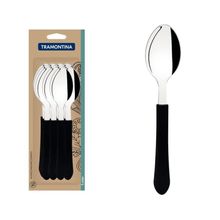 Conjunto Colheres Mesa Tramontina Leme Inox Cabo Preto 12 Peças Tramontina