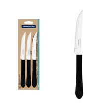Conjunto Facas Churrasco Tramontina Leme Inox Cabo Preto 3 Peças Tramontina