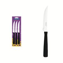 Conjunto Facas Churrasco Tramontina New Kolors Aço Inox Cabo Preto 3 peças Tramontina