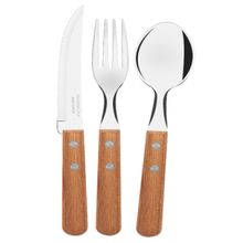 Faqueiro Tramontina Dynamic Inox Cabos Madeira Natural 3 Peças Tramontina