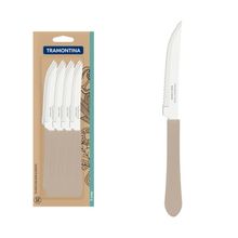 Conjunto Facas Churrasco Tramontina Leme Aço Inox Cabo Cinza 12 Peças Tramontina