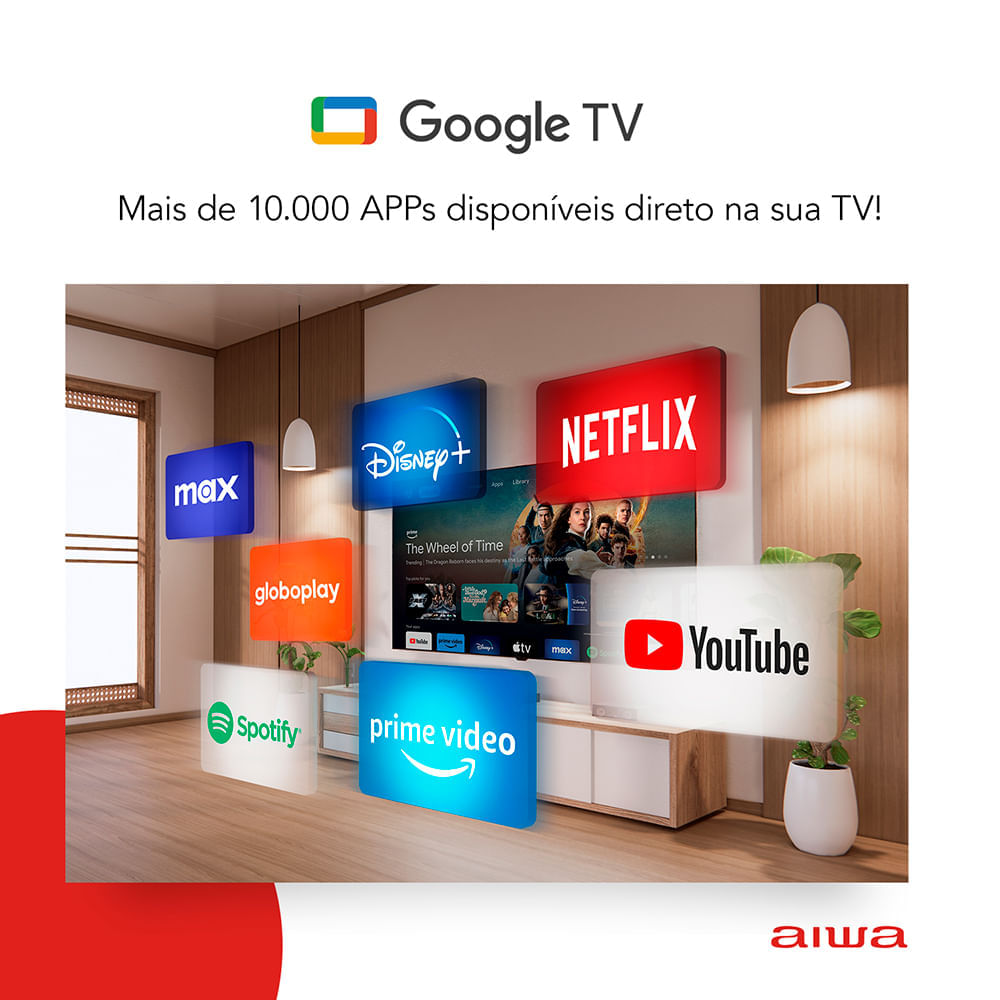 Smart TV AIWA 75” GOOGLE TV 4K Comando de voz Dolby Vision&Atmos