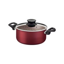 Caçarola Tramontina Paris Antiaderente Starflon Max Vermelho Tampa Vidro 24cm 4,9L Tramontina