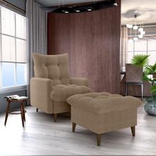 Conjunto p/ Sala Montreal 1 Poltrona Decorativas e 1 Puff Bouclê Marrom - Matrix