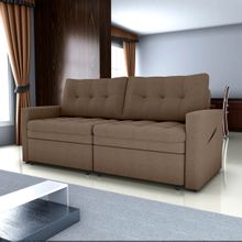 Sofá-cama Nayla 3 Lugares Retrátil Bouclê Marrom - Matrix