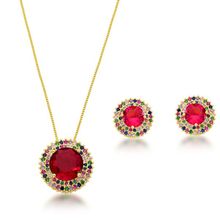 Conjunto Colar e Brincos Ponto de Luz Banhado a Ouro 18k