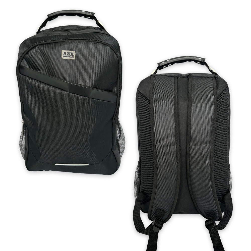 Encontraproduto.com.br - Mochila Para Notebook Impermeável Bolsa Reforçada Acabamento Em Couro Sintetico Preta