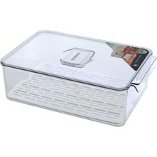 Caixa Organizadora para Geladeira com Tampa Acrílico 10x21x32cm Transparente