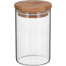 Pote com Tampa de Bambu Borossilicato 200ml 10x6x6cm