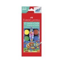 Aquarela em Pastilha com Pincel Faber-Castell 12 Cores