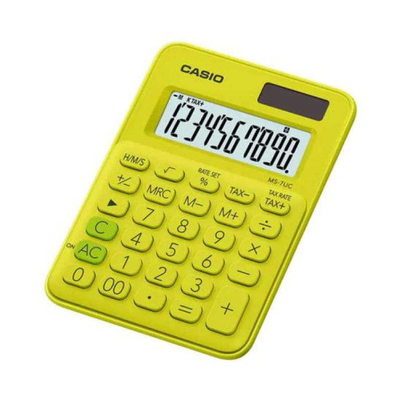 Calculadora De Mesa Mini 10 Dígitos Verde Limão Casio Ms-7uc