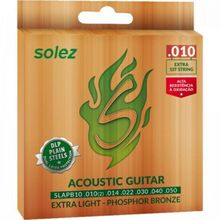 Encordoamento Para Violão Aço .010 Solez SLAPB10 Bronze
