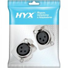 Conector XLR Fêmea Painel 3 Pólos Niquelado HX048F HYXPCT / 2