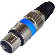 Conector XLR Fêmea 3 Pinos Azul Genérico pacote Com 5