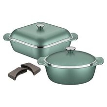 Kit Panelas Tramontina Lyon Alumínio Antiaderente Starflon High Perfomance Verde Esmeralda 4 Peças Tramontina