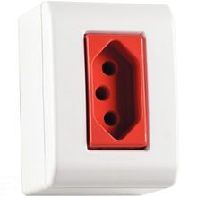 Caixa Sobrepor 1 Tomada 2P+T 20A 250V Tramontina LizFlex Vermelha Branca Tramontina