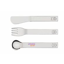 Jogo Talheres Infantil Tramontina Lellos 3 Peças Aço Inox