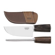 Jogo Churrasco Tramontina Aço Inox Cabo Castanho Polywood Bainha Couro 2 Peças Tramontina
