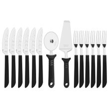 Kit Pizza Tramontina Inox Cabos Preto 14 Peças Tramontina