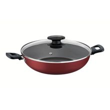 Fritadeira Wok Tramontina Loreto Alumínio Antiaderente Starflon T1 Tampa Vidro Vermelha 28cm 3,3L Tramontina