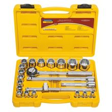 "Jogo Soquetes Estriados Encaixe 1/2"" Tramontina Aço Cromo Vanádio Acabamento Cromado Maleta 22 Peças Tramontina"