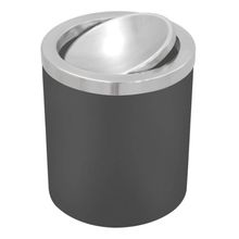 Lixeira Tramontina Útil Basculante Aço Inox Acabamento Polido Corpo Preto 5L Tramontina