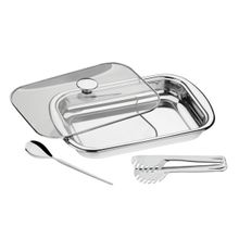Kit Assar Servir Tramontina Cosmos Aço Inox Tampa Vidro 3 Peças Tramontina