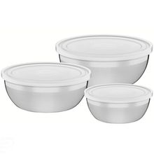 Jogo Potes Aço Inox Tampa Plástica Tramontina Freezinox 3 Peças Tramontina