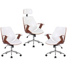 Kit 2 Cadeiras de Escritório Juliette Diretor e 1 Presidente Giratórias Branca - Gran Belo