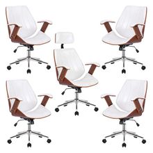 Kit 4 Cadeiras de Escritório Juliette Diretor e 1 Presidente Giratórias Branca - Gran Belo