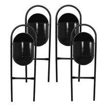 Kit 4 Lixeira Portugal FechadaChapa Parque Calçada Rua 115cm