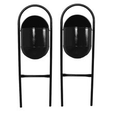 Kit 2 Lixeira Portugal FechadaChapa Parque Calçada Rua 115cm