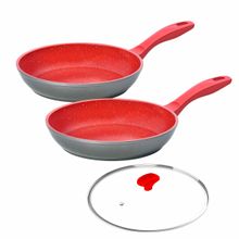 Panelas Polishop Sauté Grand 24cm e Sauté Petit 20cm com Tampa 24cm | Vermelha