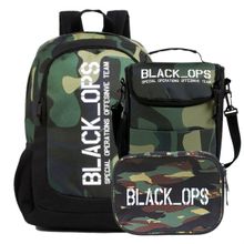 Mochila Gamer Black Ops + Lancheira + Estojo Oficial Dermiwil
