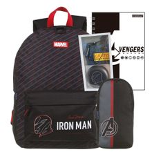 Mochila Escolar Geek Iron Man + Caderno + Estojo + Fone de Ouvido
