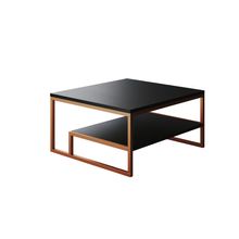 Mesa De Centro Toledo Cobre Com Tampos De Madeira Preto