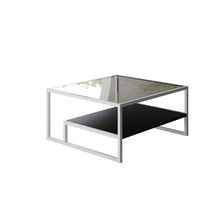 Mesa De Centro Toledo Branca Com Tampos Preto e Vidro