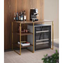 Aparador Adega Bourbon Dourado Com Carvalho 95 Cm