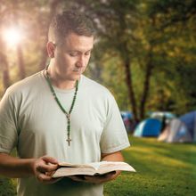 Terço Colar para Pescoço para Acampamento Retiro e Encontros de Madeira 8mm