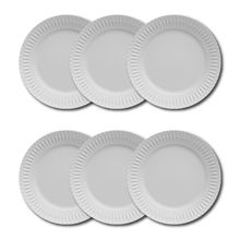 Conjunto de Pratos Rasos Germer Diamante em Porcelana Branco – 6 Peças