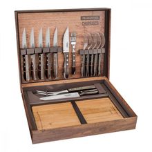 Kit para Churrasco Tramontina com Laminas em Aço Inox e Cabos em Madeira Polywood Castanho com Caixa de Papelão 15 Peças