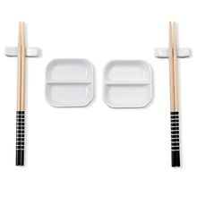 Conjunto de Hashi e Molheiras 2 Pessoas Haus Concept Nankin em Madeira e Cerâmica – 6 Peças